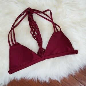 Maroon Strappy Bikini Top